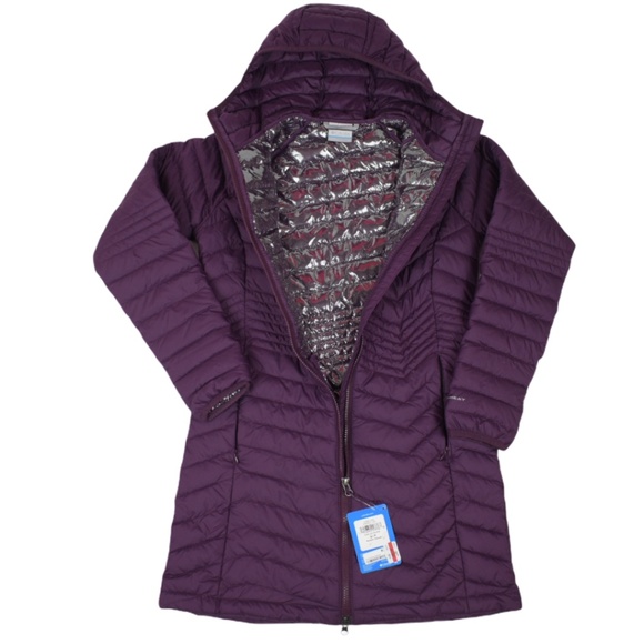 Columbia Wome's Black Cherry Power Lite Mid Length Jacket Small - Picture 8 of 9